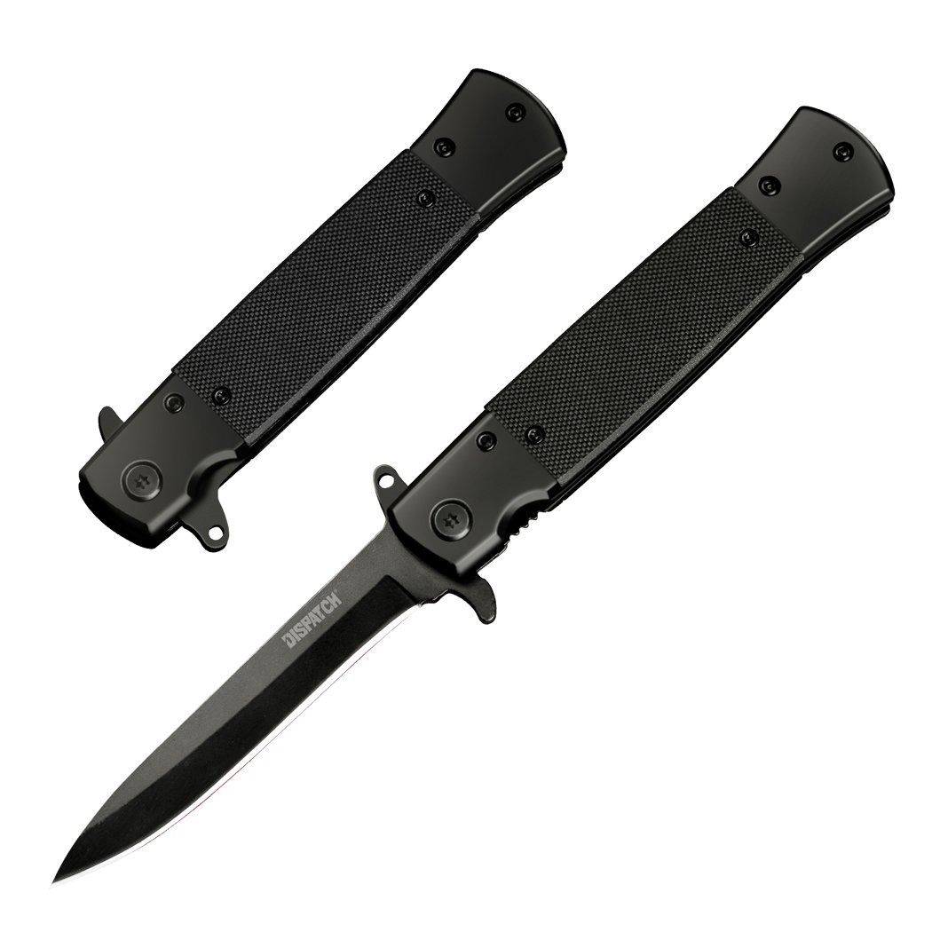 8.5" All Black Spring Assisted Folding Knife G10 Handle 3CR13 Stain Blade With Belt Clip 1015